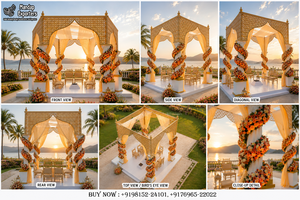 Pavillon de mariage Destination Fusion / Mandap pour mariages à thème, Gazebo élégant avec décorations Jaali pour mariages en destination - Product Image 2
