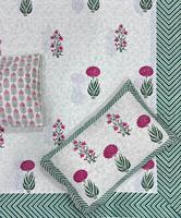 Parure de lit 100 % coton écologique imprimée moderne, housse de lit et taies d'oreiller uniques, imprimées à la main, qualité designer simple