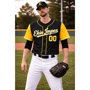 Uniformes de Béisbol Personalizados, Ropa Deportiva Transpirable de Malla de Secado Rápido, Estampado por Transferencia de Calor, Franjas, Logotipo Cosido Personalizado para Hombre - Product Image 3