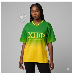 Camiseta Oversize para Mujer Chi Eta Phi, Verde Amarillo, Casual, Holgada, Cuello en V, con Gráfico de Hermandad, Ropa Universitaria Griega - Product Image 5