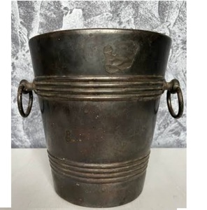 Seau à glace cylindrique multifonction en acier inoxydable, finition antique, récipient à glace en aluminium, refroidisseur - Product Image 1