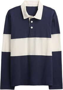 Camiseta de Rugby Moderna para Hombre, Manga Larga, Transpirable, Logotipo Frontal Personalizado, Nombre del Equipo, Sensación Cómoda, 100% Poliéster, Tela Resistente - Product Image 1