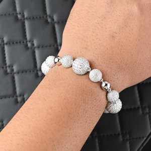 Pulsera Unisex de Plata de Ley 925 con Moissanita VVS Color D, Engaste de Garra Chapado en Oro, Diseño Bola de Discoteca, 16mm, Pasa Prueba de Diamante - Product Image 3
