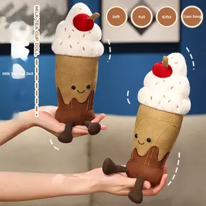 Lindo Peluche de Cono de Helado de 25cm, Muñeco de Peluche Súper Suave de Chocolate, Helado, Pastel, Taza de Té con Leche, Juguetes de Peluche para Regalo - Product Image 6