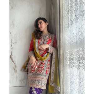 Conjunto superior e inferior de mujer de diseñador con Dupatta para ropa de fiesta - Product Image 3