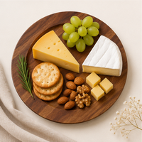 Assiette de Présentation Ronde en Bois d'Acacia Écologique et Durable, Faite à la Main, Taille Personnalisée, Idéale pour Mariages de Luxe et Hôtels (Vente en Gros)