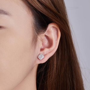 Pendientes de Diamantes Moissanite, Plata 925, Diseño de Halo Cuadrado, Joyería Brillante de Lujo para Mujer, Regalo de Boda - Product Image 4