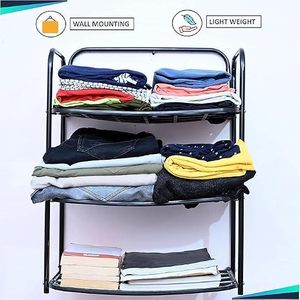 Three Tier Metal Storage <b>Rack</b> With Grid Shelves Standing Type For Kitchen Sundries Minimalist Design - Product Image 3