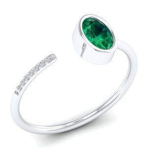 Anillo REYES de Lujo en Plata de Ley 925 con Moissanita y Esmeralda para Mujer, Minimalista, Chapado en Oro de 14K y Rodio, Joyería Fina - Product Image 2