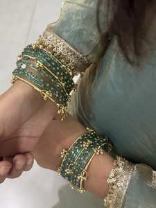 Hot Selling Pearl Kashmiri Churiyan <b>Sets</b> Versatile Use Wedding Function Wear Pearl & Stone <b>Bangles</b> <b>Set</b> Ladies Small - Product Image 6