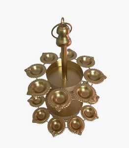 Metal Circular <b>Candelabra</b> With Diya Holders For Religious Activities And Festive Decorations - Product Image 3