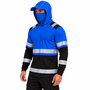 Sudadera con Capucha Reflectante de Manga Larga para Hombre, para Pesca al Aire Libre, Azul y Negro, Protección Solar UPF 50, con Cubre Rostro - Product Image 2