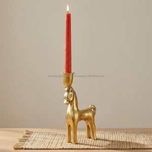 Private Label Equestrian <b>Taper</b> Holder – Polished Aluminum Gold Stallion Decor - Product Image 2