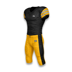Custom Men's American Football Jersey Set Black Yellow V-Neck Short Sleeve <b>Moisture</b> Wicking Fitted Sport Apparel - Product Image 3