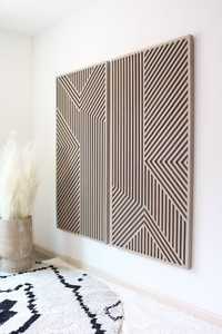 Panneau mural en bois géométrique moderne, décoration murale en bois artisanale pour salon, chambre et décoration intérieure - Product Image 1