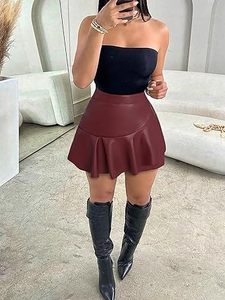 Minifalda de Cuero de Cintura Alta para Mujer, Elegante, Ajustada, Informal de Oficina, Diseño Personalizado, Suministro Directo de Fábrica OEM - Product Image 4