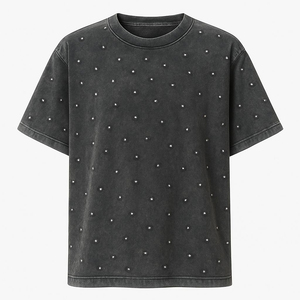 T-shirt formel surdimensionné pour homme, personnalisé avec strass sur toute la surface, 100 % coton, manches courtes, respirant et infroissable – Meilleures ventes - Product Image 1