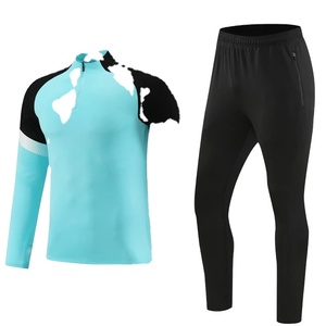 Ropa deportiva de otoño para niños, chándal de entrenamiento de fútbol para hombres con chaqueta de manga larga con cremallera, pantalones en blanco, tela polar amigable con el invierno - Product Image 2