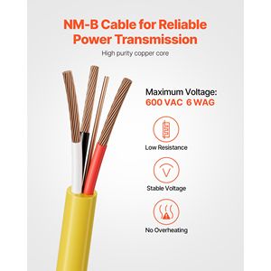 Cavo in rame con guaina in PVC 6AWG/3C per uso residenziale interno con messa a terra - Cavo NM B - Product Image 2
