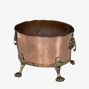 Maceta de cobre martillado a mano estilo vintage con asas de latón y maceta tipo caldero con base, estilo olla para hogar. - Product Image 4