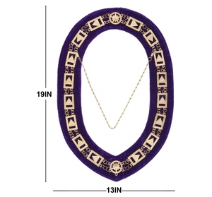 Collier de Collation du 33e Degré du Rite Écossais, Plaqué Or, Velours Violet, Motif Carré, Style Classique, Régalia Maçonnique - Product Image 5