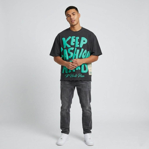 T-shirt graphique surdimensionné personnalisé pour œuvres d'art, délavé à l'acide, 100 % coton, écologique, tendance, avec logo personnalisé et marque privée - Product Image 2