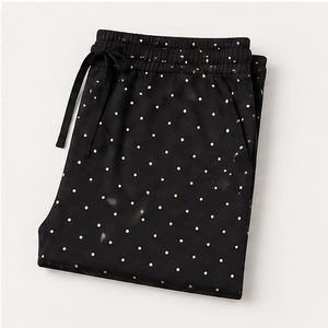 Custom Charcoal Black Polka Dot Womens Relaxed Easy Fit Drawstring <b>Lounge</b> <b>Shorts</b> Soft Cotton-Modal Jersey WPSHORT-0026 - Product Image 6