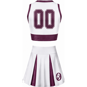 <b>White</b> Burgundy Sublimated Sleeveless Cheerleading Uniform <b>Set</b> Team Athletic <b>Top</b> <b>Skirt</b> Sportswear Training Performance Custom - Product Image 2