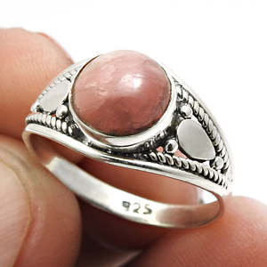 Natural Round Cut Rhodochrosite Gemstone <b>Ring</b> In 925 Solid Sterling Silver <b>Boho</b> Jewelry For Wholesale Supplier ODM OEM Jewelry - Product Image 3