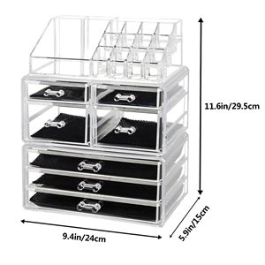 Organisateur de maquillage transparent YS avec 4 petits et 3 grands tiroirs, support de rangement pour cosmétiques en plastique - Product Image 6