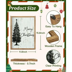 Decorazione Rustica Invernale per Albero di Natale, Stampa con Albero di Pino per Soggiorno, Camera da Letto, Ingresso, Insegne in Legno per Decorazione - Product Image 1