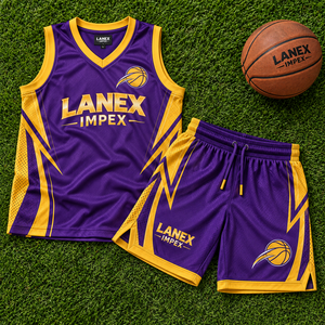 Uniformes d'équipe de basket-ball violets directement de l'usine, maillots de basket-ball personnalisés et shorts assortis pour hommes, vêtements de sport haute performance - Product Image 6