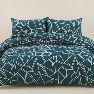 Turkish Teal Bedsheet and 2 <b>pillow</b> in Set Modern Geometric Printed Cotton Flat Sheet 150 Tc - Product Image 1