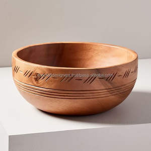 Bol de service en bois brun naturel Design fait à la main Portable décoration d'événement et accessoire de service de plat personnalisé de table - Product Image 6