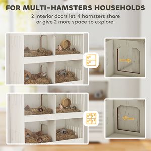 Cream White Large Hamster Cage with <b>Storage</b> <b>Cabinet</b> Clear Transparent Panels for Multiple <b>Small</b> Pets Including Rats - Product Image 3