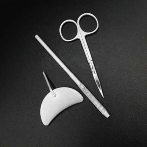 <b>Moon</b> Shape Lash <b>Mirror</b> Eyelash Extension <b>Mirror</b> Customized Cuticle Scissor And <b>Mirror</b> Silver Tip And White Powder Coated Scissor - Product Image 1