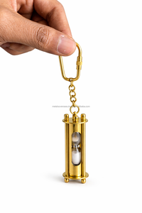 พวงกุญแจนาฬิกาทรายทองเหลืองวินเทจขนาดเล็ก  ตกแต่งด้วยทอง  เหมาะสำหรับเป็นของขวัญและของที่ระลึก - Product Image 2