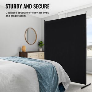 Pannello singolo 6FT nero Freestanding schermo Privacy divisorio interno divisorio per ufficio camera da letto divisorio - Product Image 4