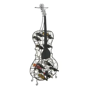 Metal Violin-Shaped Farmhouse Design Waterproof <b>Wine</b> Rack Holder 68 Inch Tall Decorative Bottle Stand for Home or Restaurant Use - Product Image 4
