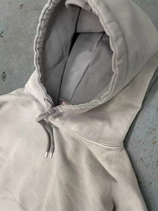 Sudadera con capucha de algodón con cremallera completa, diseño personalizado, lavado ácido, con bolsillos con orificios vintage, estilo vintage pesado - Product Image 2