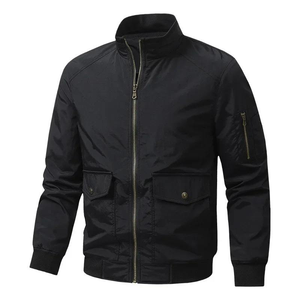 Chaqueta Bomber Ligera para Hombre, con Cierre Completo, Cuello Alto, Resistente al Viento, Estilo Casual Urbano, con Logotipo Personalizado OEM - Product Image 3