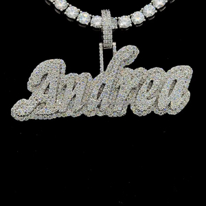Nouveau nom personnalisé lettre pendentif collier nouvelle mode 925 argent Moissanite unisexe breloques rappeur bijoux glacé lettre bijoux - Product Image 1