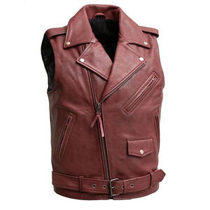 Chaleco de Motocicleta para Hombre, Estilo Biker, Corte Clásico, Chaleco de Cuero para Motocicleta - Product Image 1