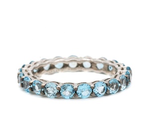 Anillo de Eternidad Completo con Topacio Azul Natural Redondo en Plata de Ley 925, Joyería Fina, Memoria Jewels, Venta al Por Mayor - Product Image 1