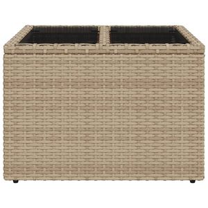 Tavolo da giardino Beige in Rattan con acciaio verniciato a polvere e mobili da esterno in vetro temperato - Product Image 4