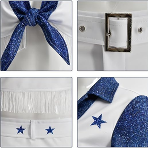 Disfraz de Vaquera para Adultos, Conjunto de Uniforme de Animadora de 3 Piezas con Estrella Azul para Mujer - Product Image 4