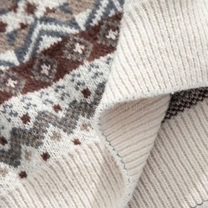 Pull en tricot d'hiver pour homme, motif géométrique, col rond, manches longues, en acrylique épais, 2027 - Product Image 6