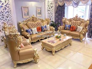 Lujoso Juego de Sofás en Forma de L Tallado a Mano Estilo Europeo, Compra un Conjunto de Asientos Rojo Real, Sofá Personalizado con Mesa de Centro Atlanta - Product Image 4