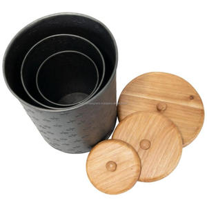 Olla de almacenamiento decorativa, bote de cocina coleccionable multifuncional de Metal con tapa de madera, patrón de cebra impreso hecho en La India - Product Image 2