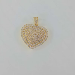 Colgante de Corazón Chapado en Oro y Rodio para Hombre, Diseño de Corazón en Capas con Incrustaciones de Diamantes, Joyería para Fiestas - Product Image 1